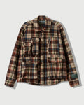 Milled Flannel Cargo Button Down Shirt in Brown