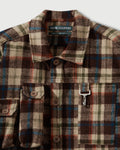 Milled Flannel Cargo Button Down Shirt in Brown