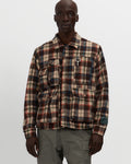 Milled Flannel Cargo Button Down Shirt in Brown