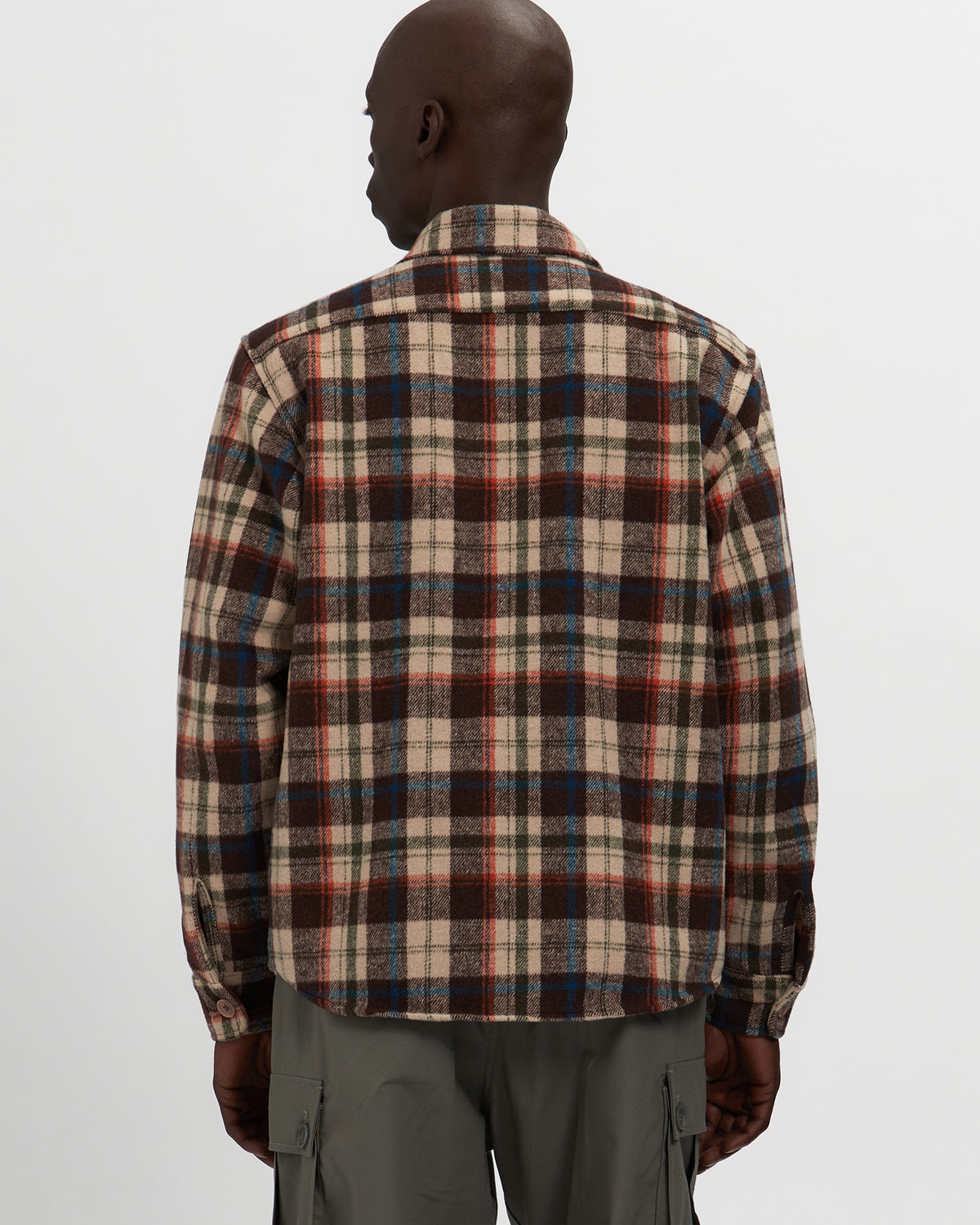 Milled Flannel Cargo Button Down Shirt in Brown