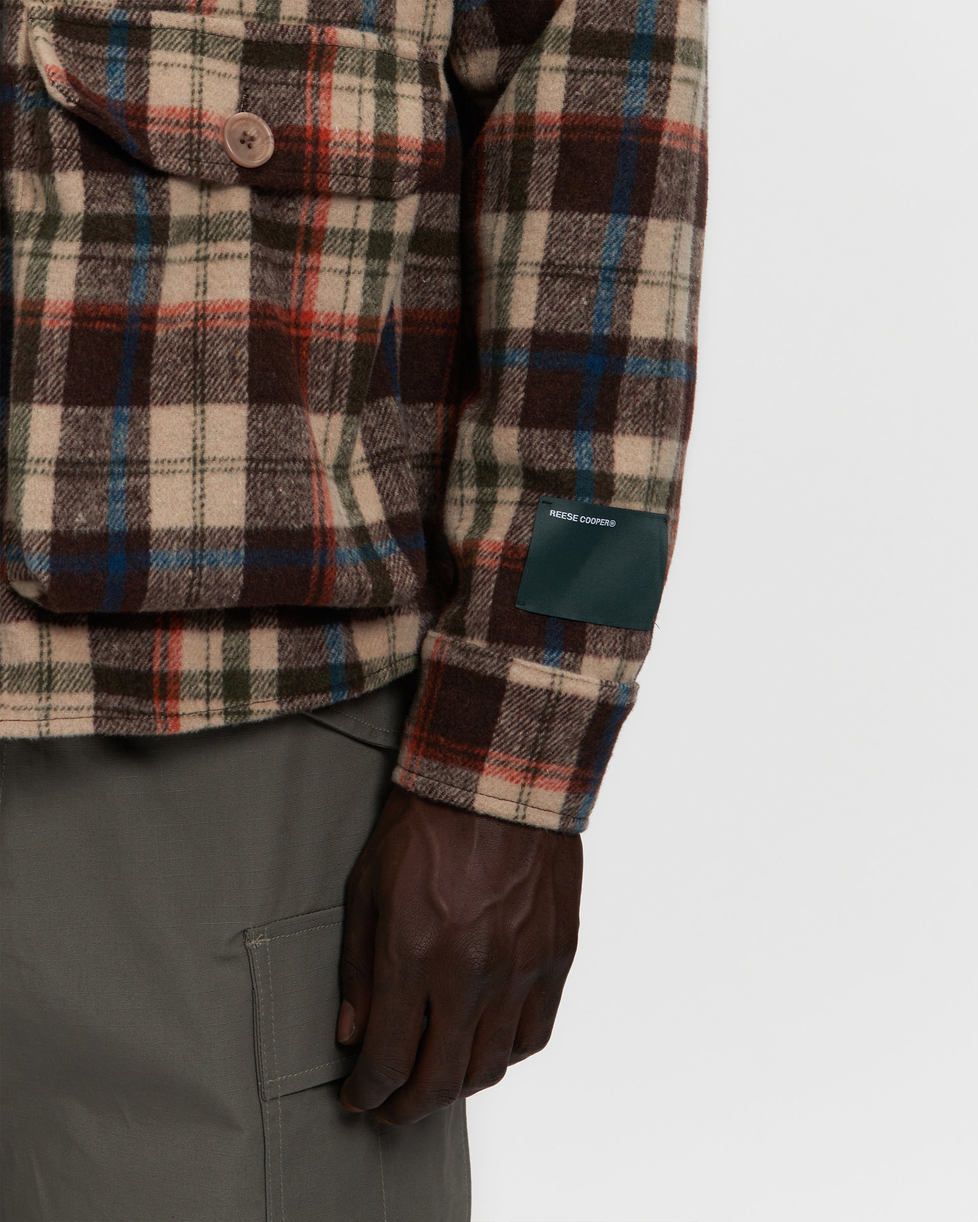 Milled Flannel Cargo Button Down Shirt in Brown