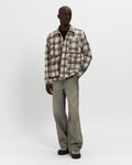 Milled Flannel Cargo Button Down Shirt in Grey