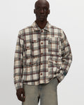 Milled Flannel Cargo Button Down Shirt in Grey