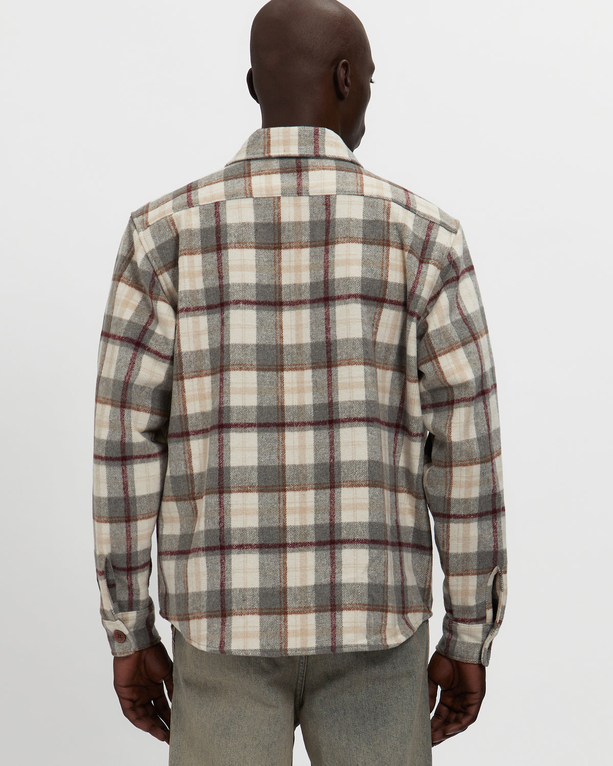 Milled Flannel Cargo Button Down Shirt in Grey