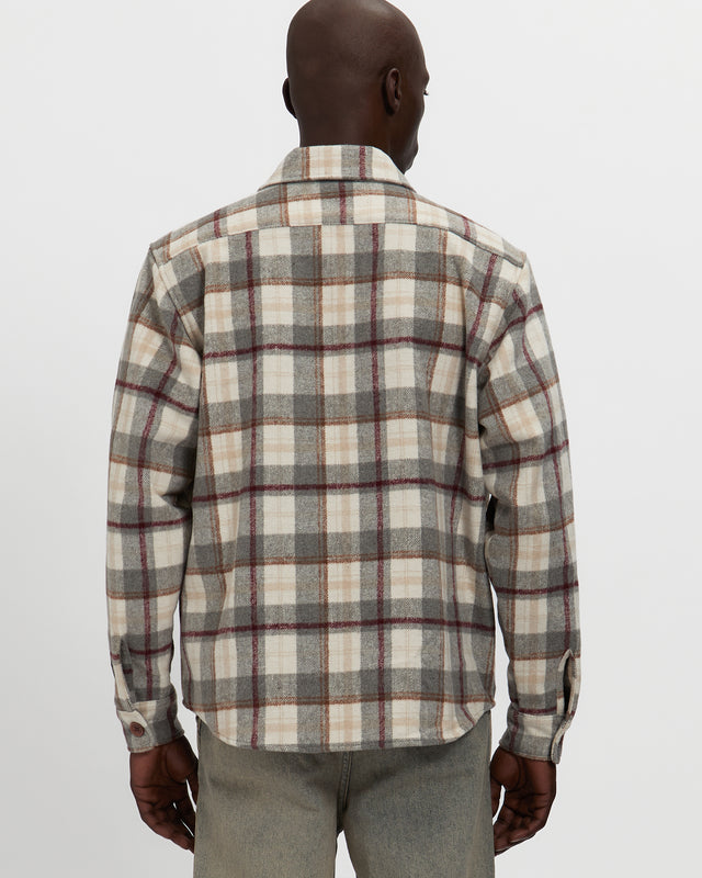 Milled Flannel Cargo Button Down Shirt in Grey