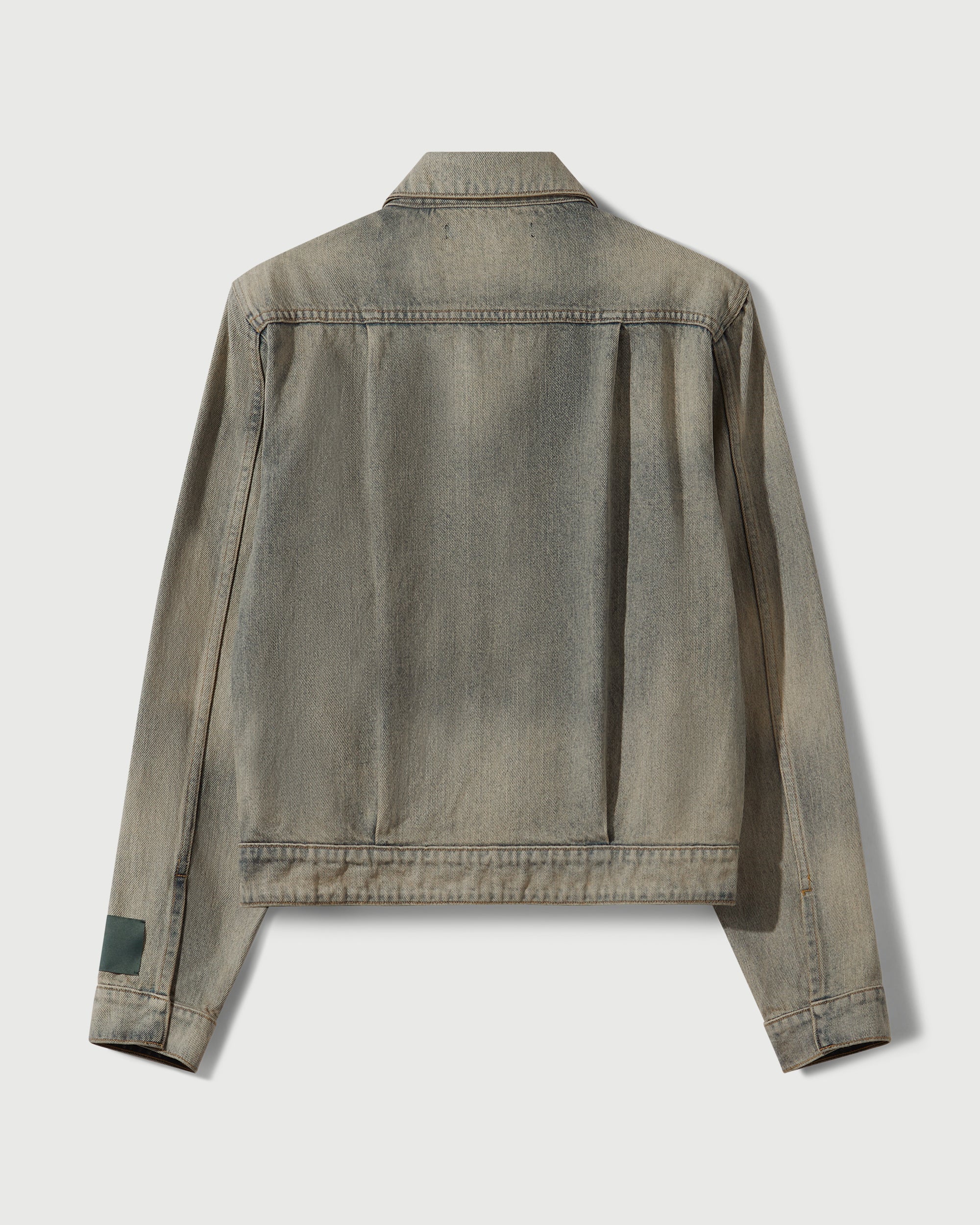 Washed Denim Concealed Button Trucker Jacket
