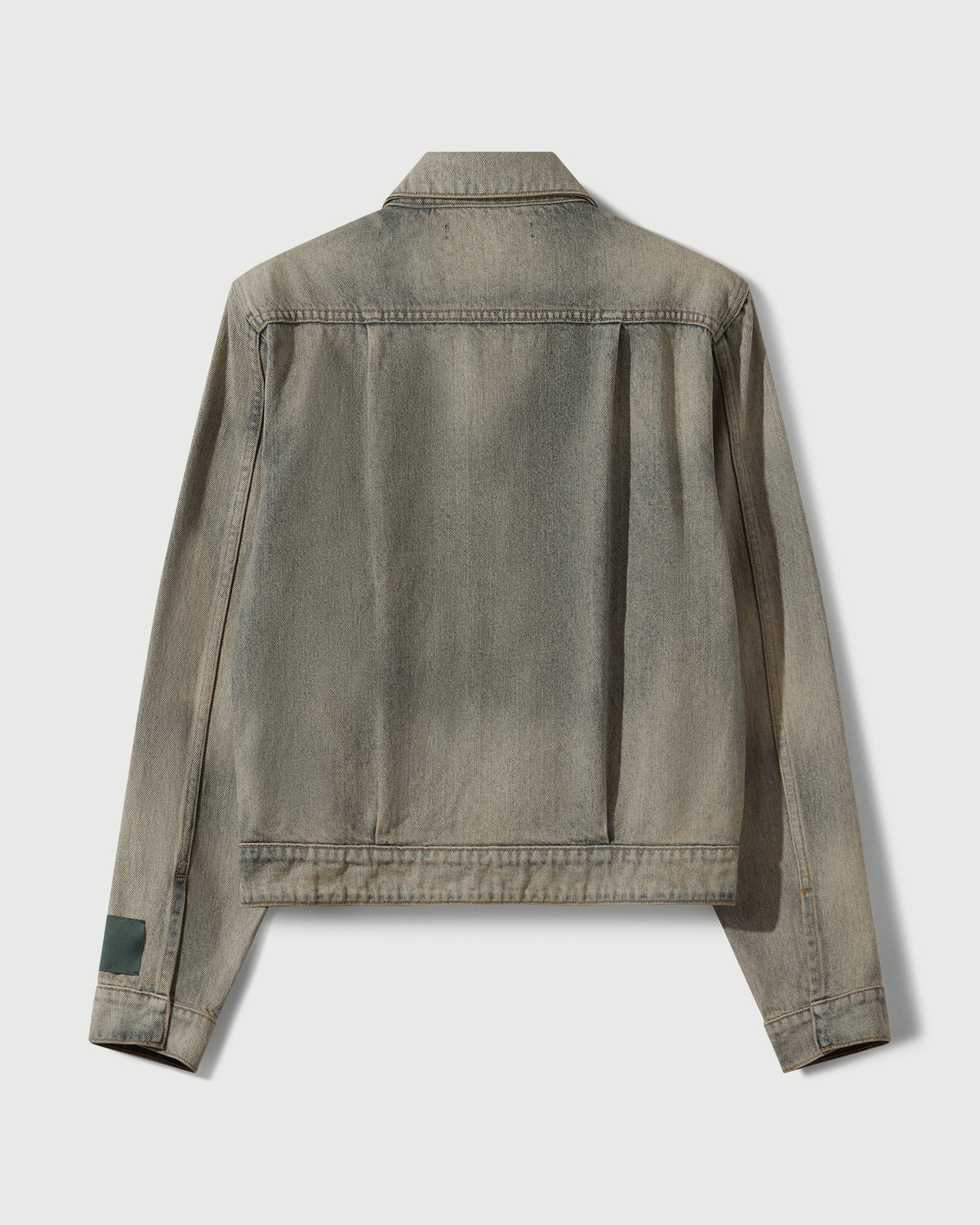 Washed Denim Concealed Button Trucker Jacket