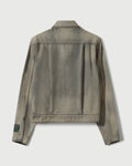 Washed Denim Concealed Button Trucker Jacket
