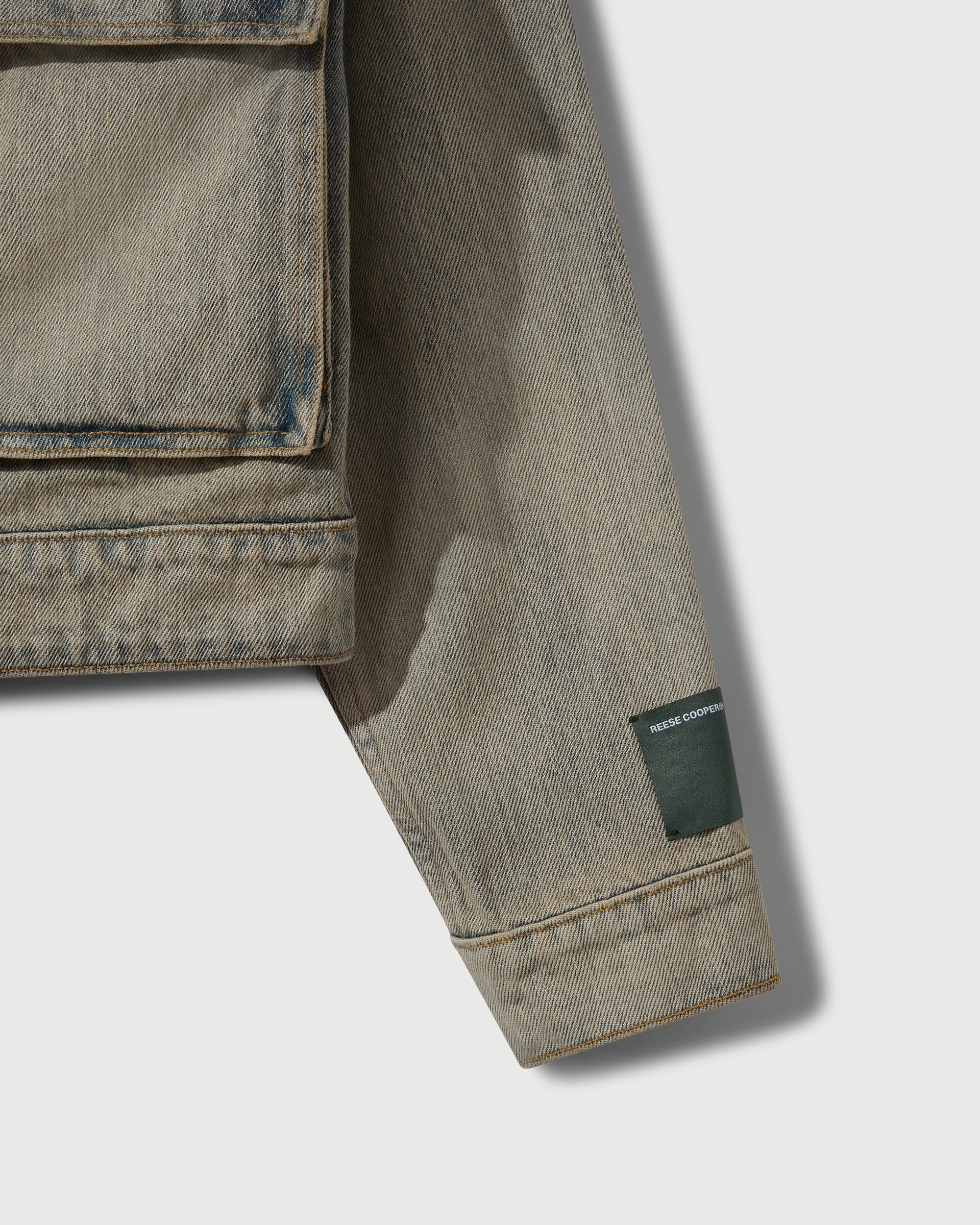 Washed Denim Concealed Button Trucker Jacket