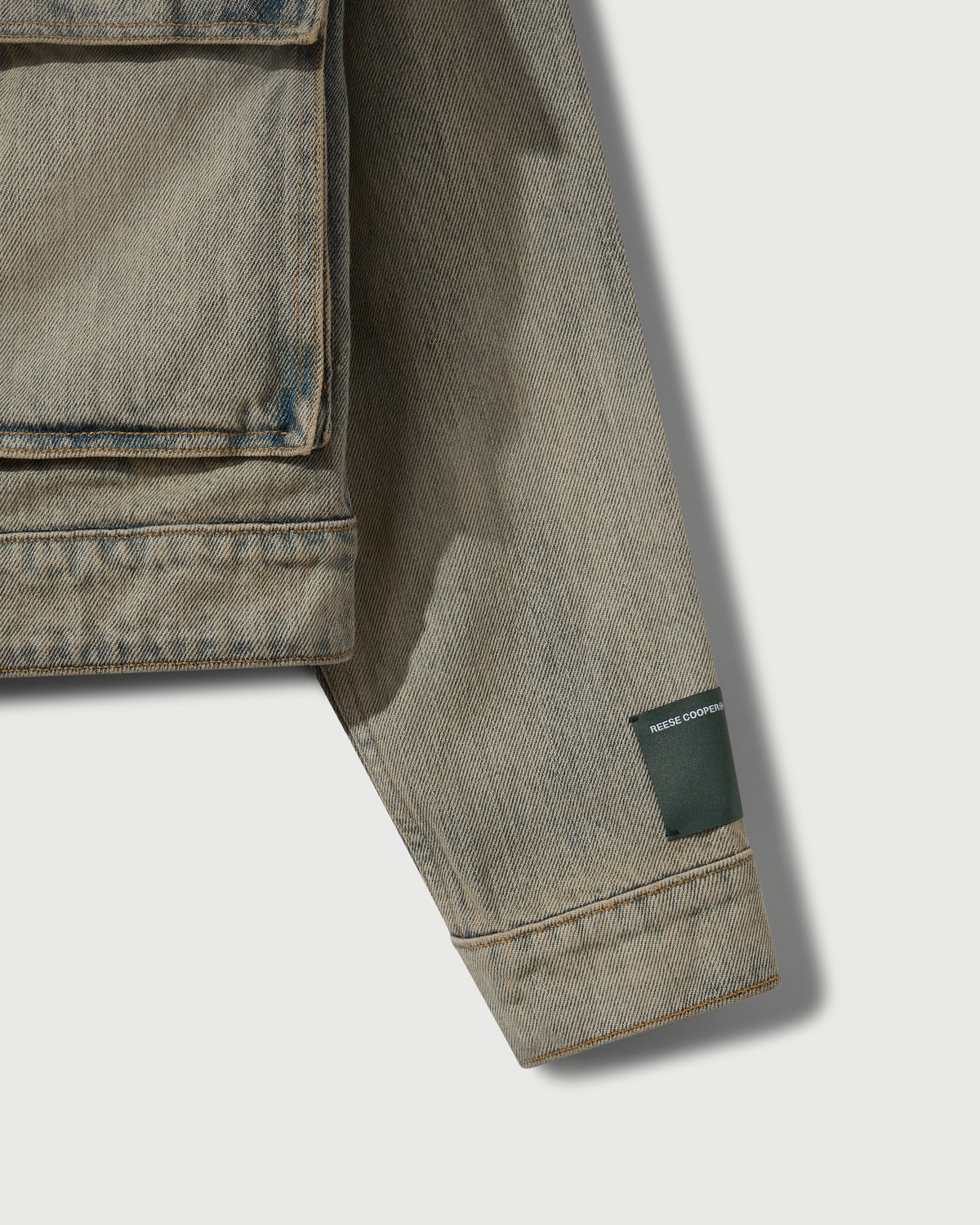 Washed Denim Concealed Button Trucker Jacket