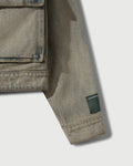 Washed Denim Concealed Button Trucker Jacket