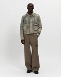 Washed Denim Concealed Button Trucker Jacket