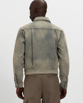 Washed Denim Concealed Button Trucker Jacket