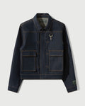 Raw Denim Concealed Button Trucker Jacket