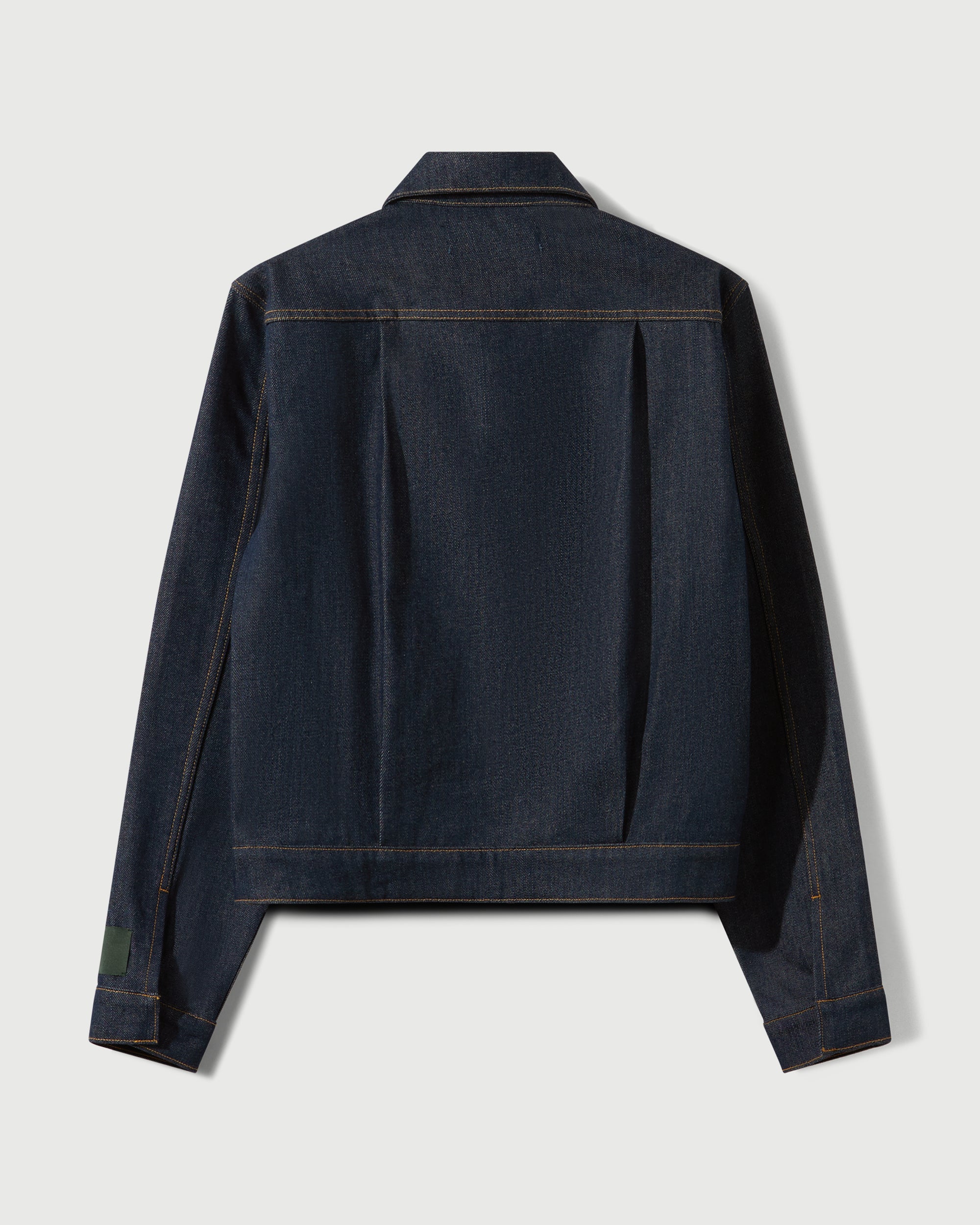 Raw Denim Concealed Button Trucker Jacket