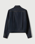Raw Denim Concealed Button Trucker Jacket