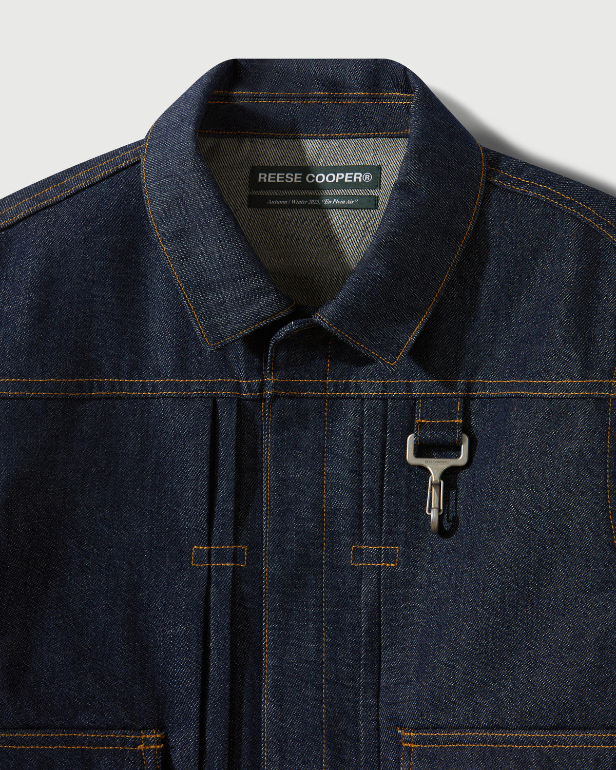 Raw Denim Concealed Button Trucker Jacket