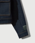 Raw Denim Concealed Button Trucker Jacket