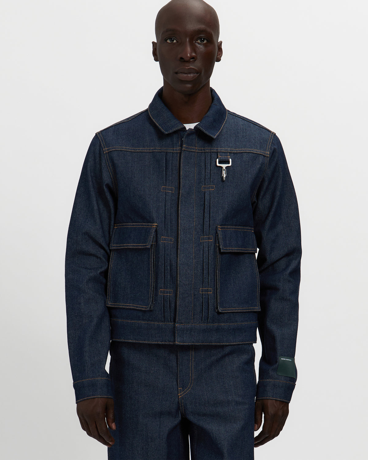 Raw Denim Concealed Button Trucker Jacket