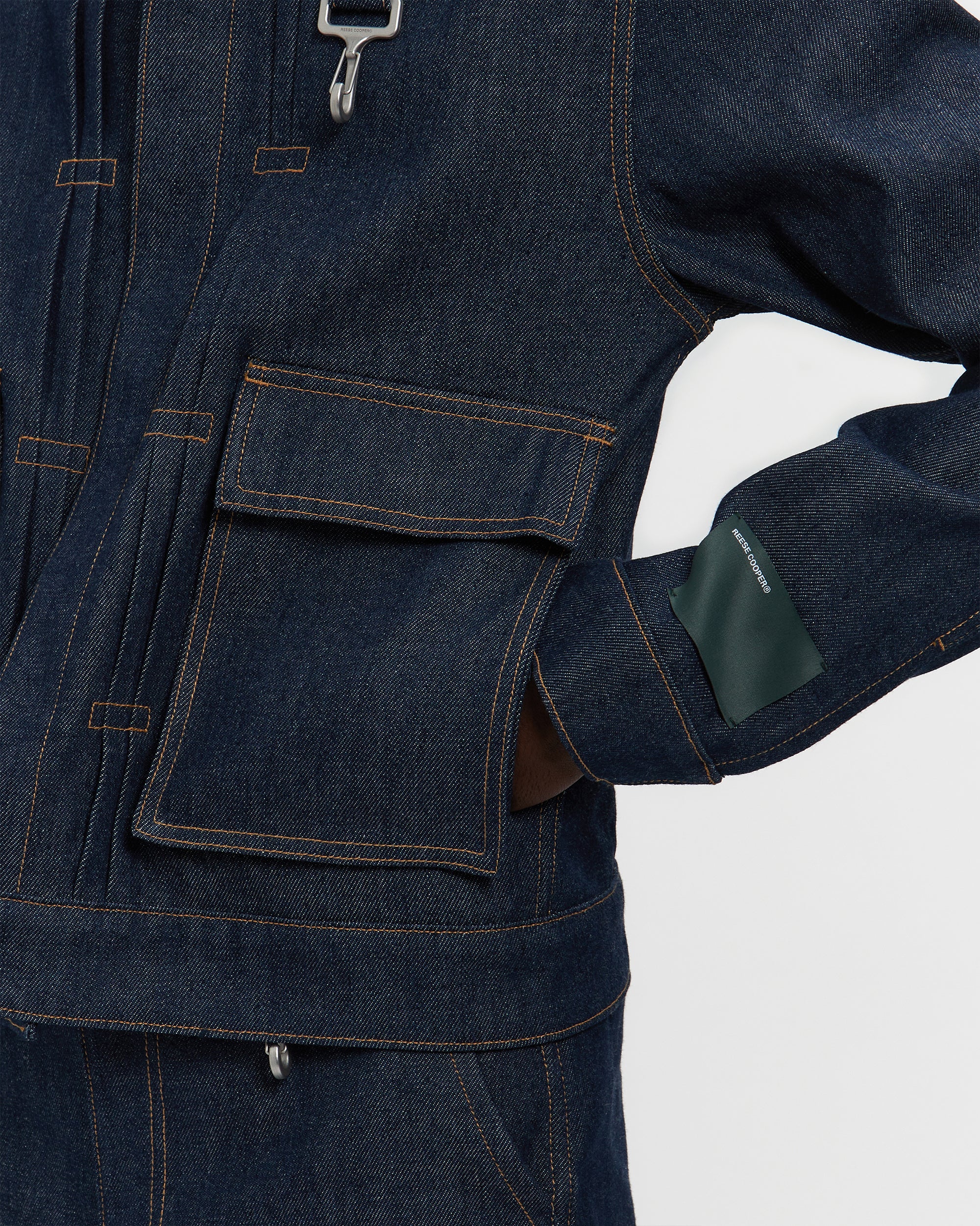 Raw Denim Concealed Button Trucker Jacket