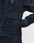 Raw Denim Concealed Button Trucker Jacket