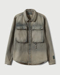 Washed Denim Concealed Button Work Shirt