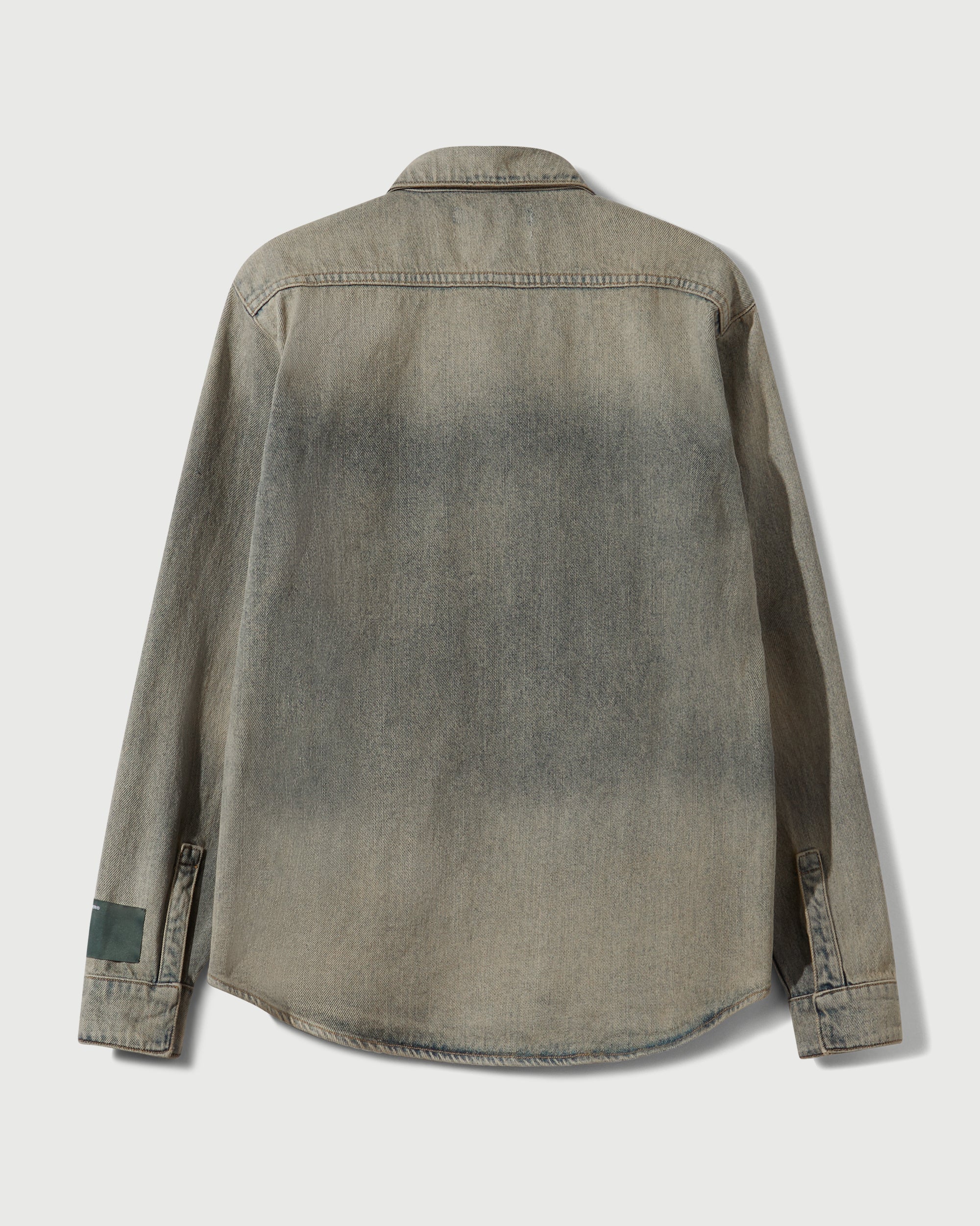 Washed Denim Concealed Button Work Shirt