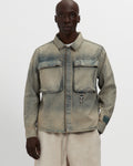 Washed Denim Concealed Button Work Shirt