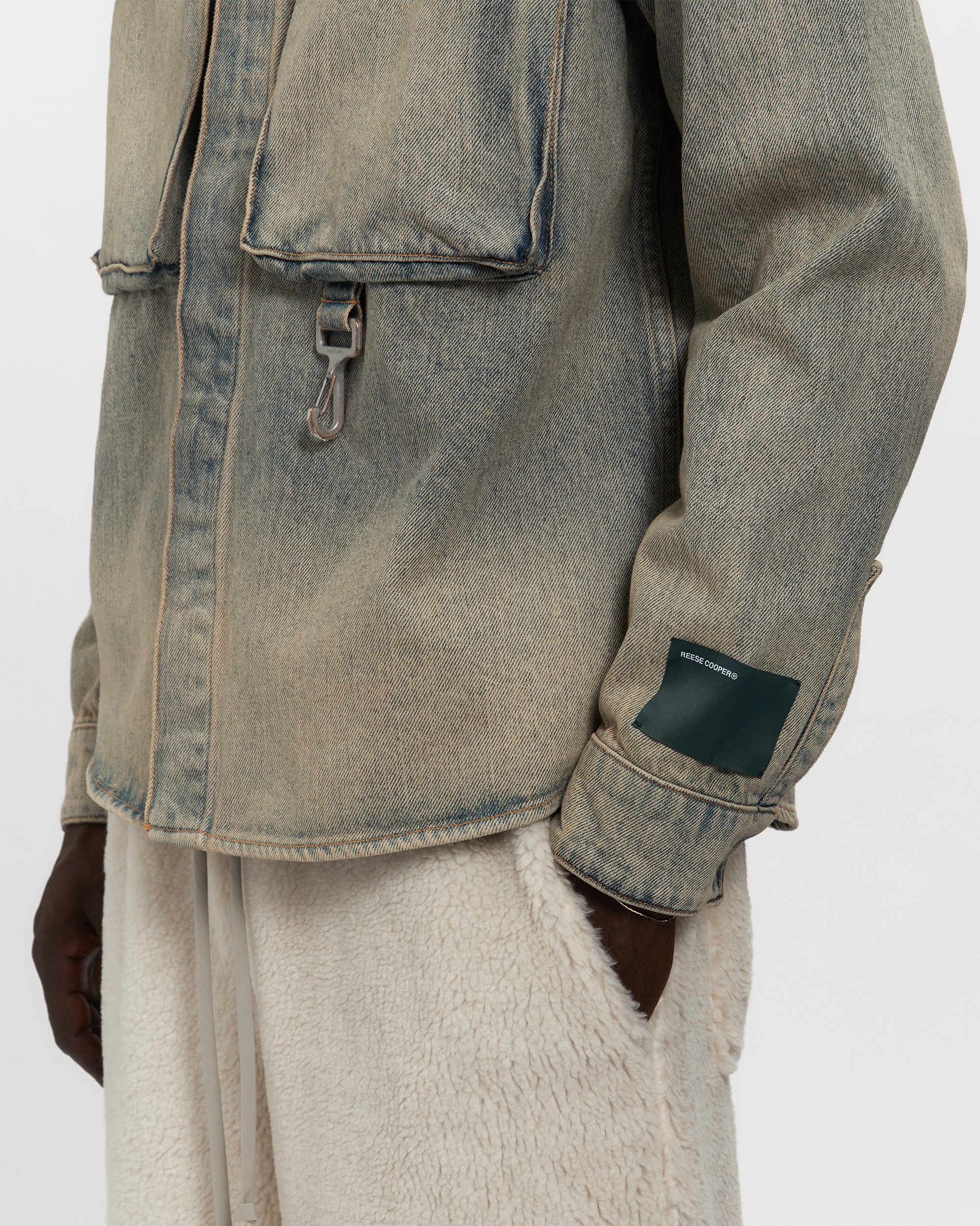 Washed Denim Concealed Button Work Shirt
