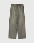 Washed Denim Concealed Button Straight Leg Jean