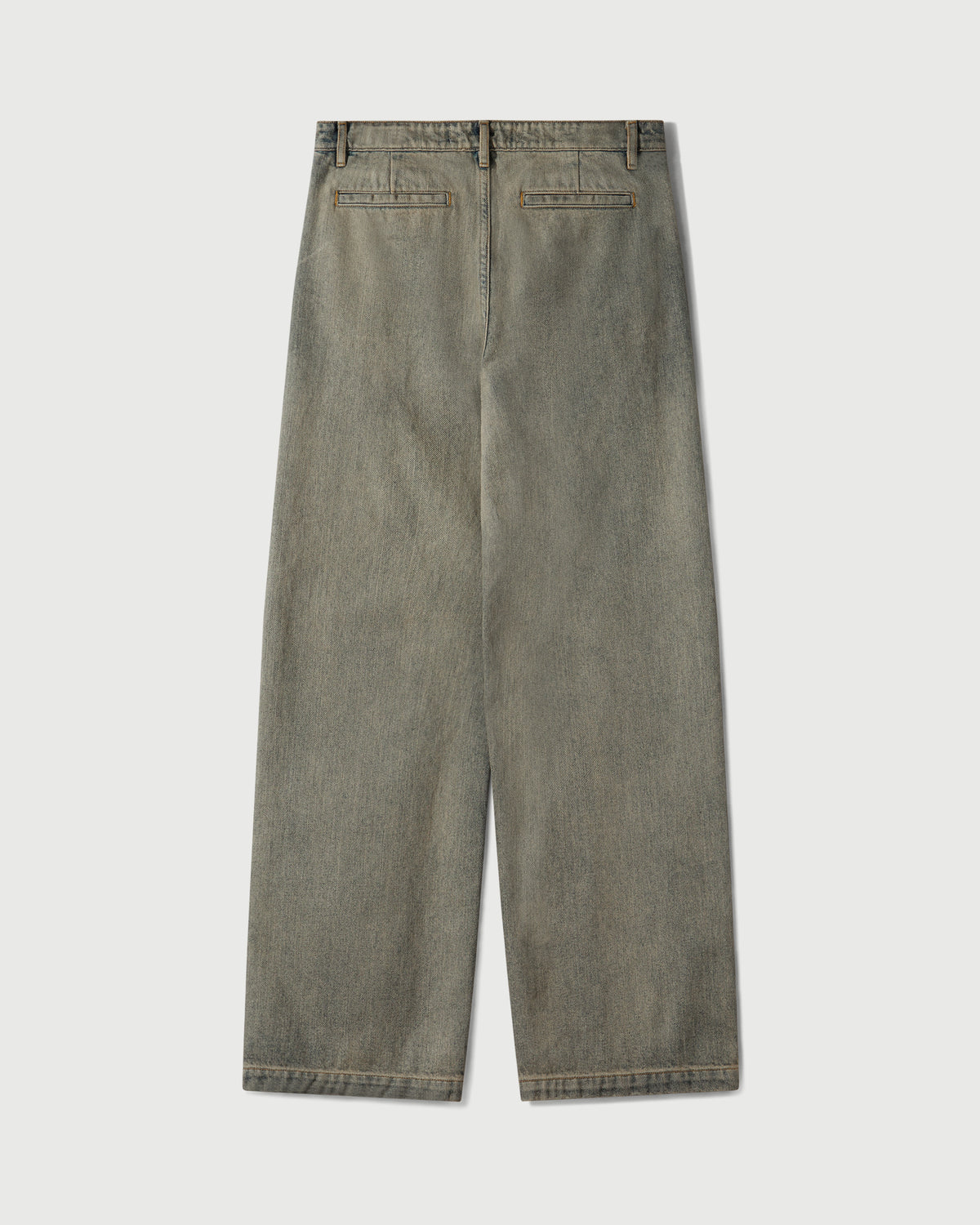 Washed Denim Concealed Button Straight Leg Jean