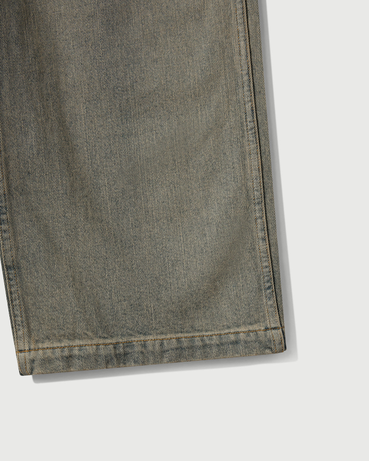 Washed Denim Concealed Button Straight Leg Jean