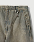 Washed Denim Concealed Button Straight Leg Jean
