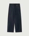 Raw Denim Concealed Button Straight Leg Jean