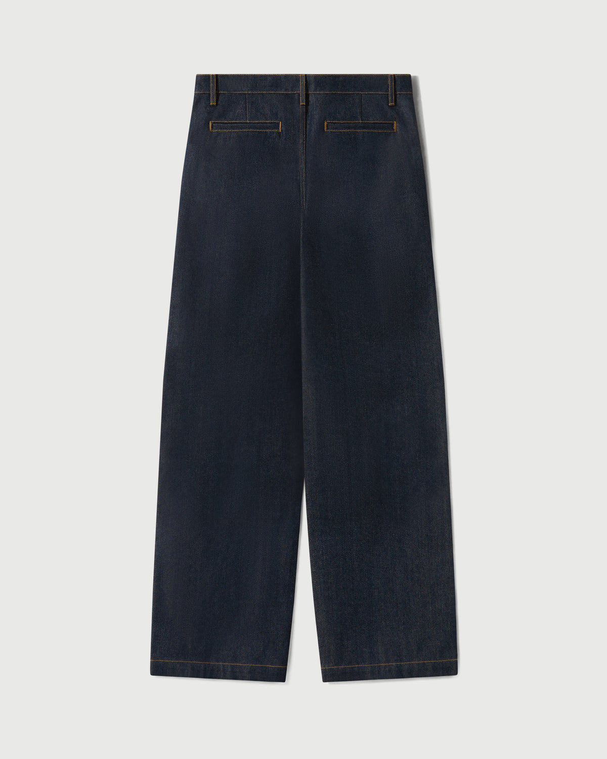 Raw Denim Concealed Button Straight Leg Jean