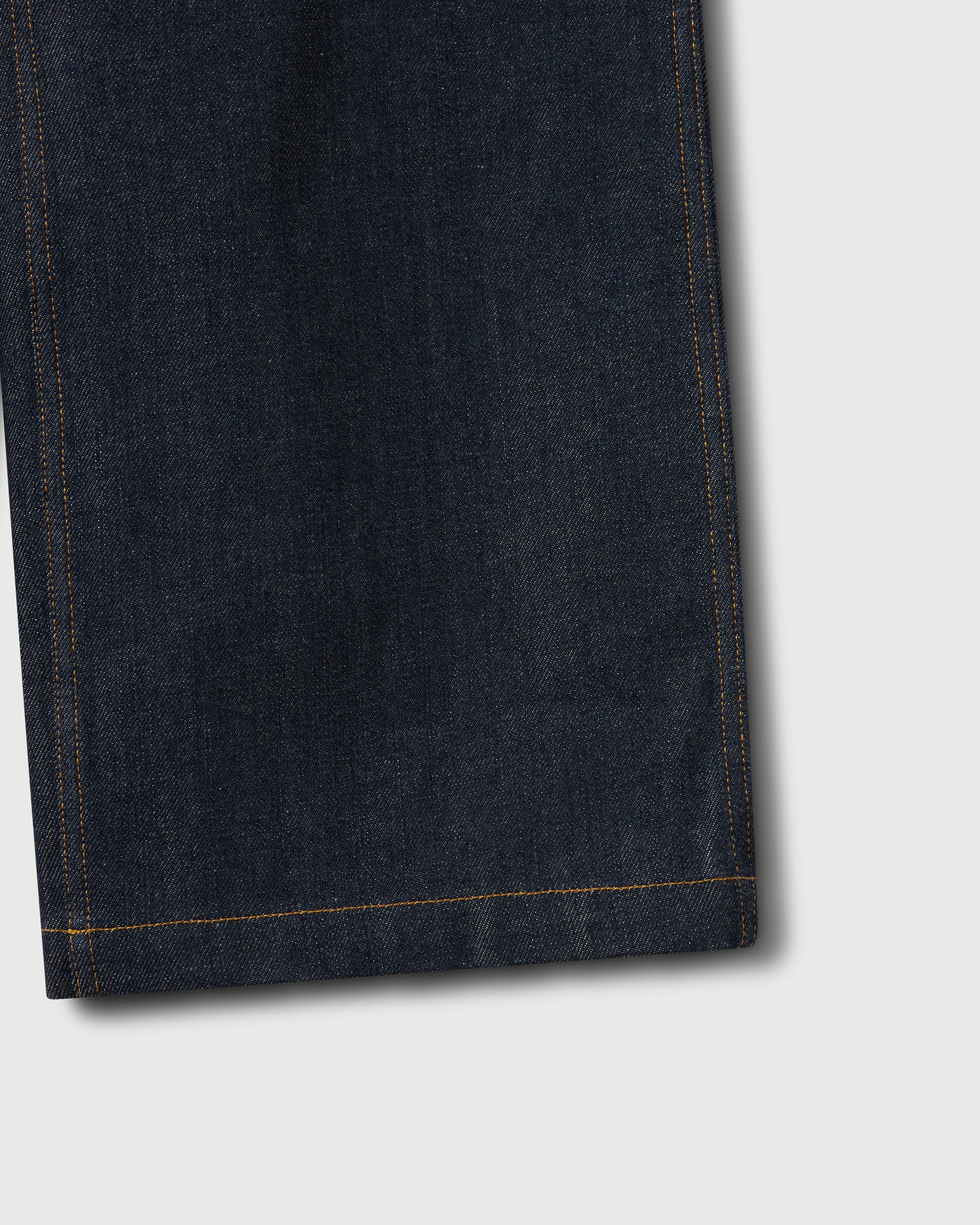 Raw Denim Concealed Button Straight Leg Jean