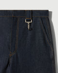 Raw Denim Concealed Button Straight Leg Jean