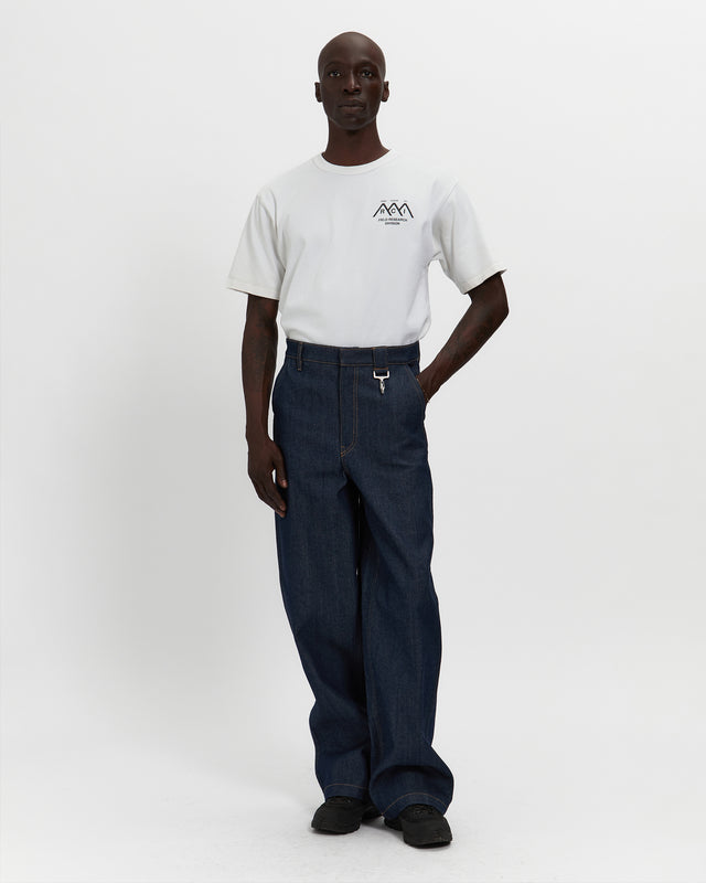 Raw Denim Concealed Button Straight Leg Jean