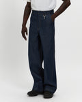 Raw Denim Concealed Button Straight Leg Jean