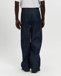 Raw Denim Concealed Button Straight Leg Jean