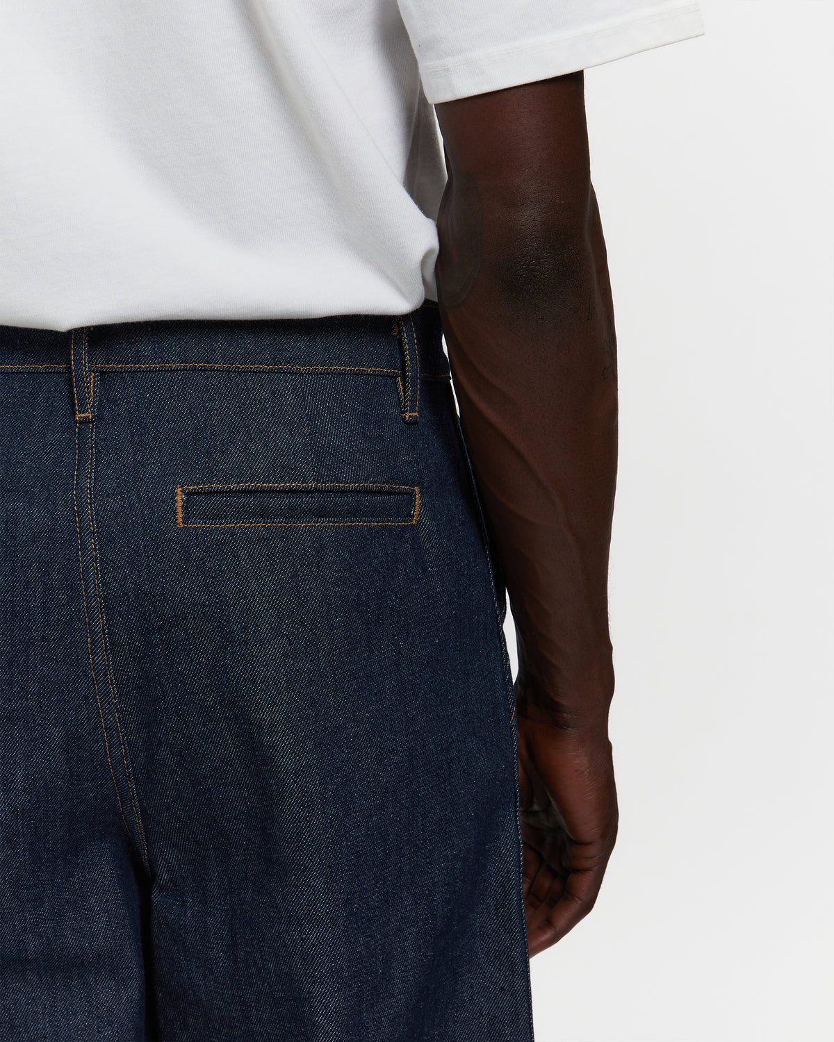 Raw Denim Concealed Button Straight Leg Jean
