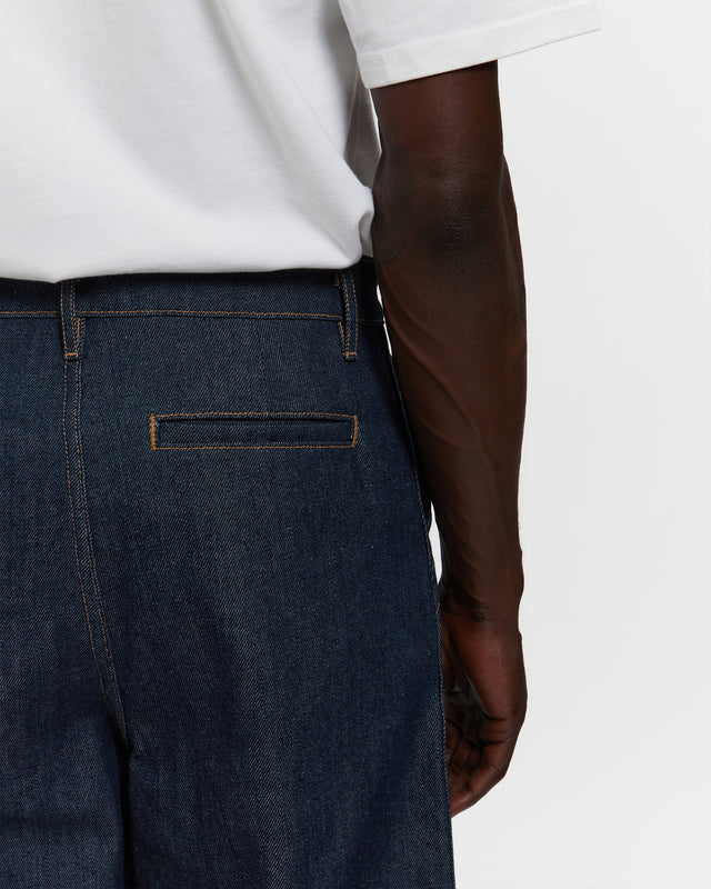 Raw Denim Concealed Button Straight Leg Jean