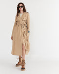 Cinched Nylon Trench Coat in Tan