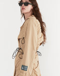 Cinched Nylon Trench Coat in Tan