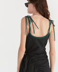 Cinched Nylon Asymmetrical Dress in Black