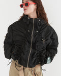 Women - Cinched Nylon Hooded Jacket - Black - 2