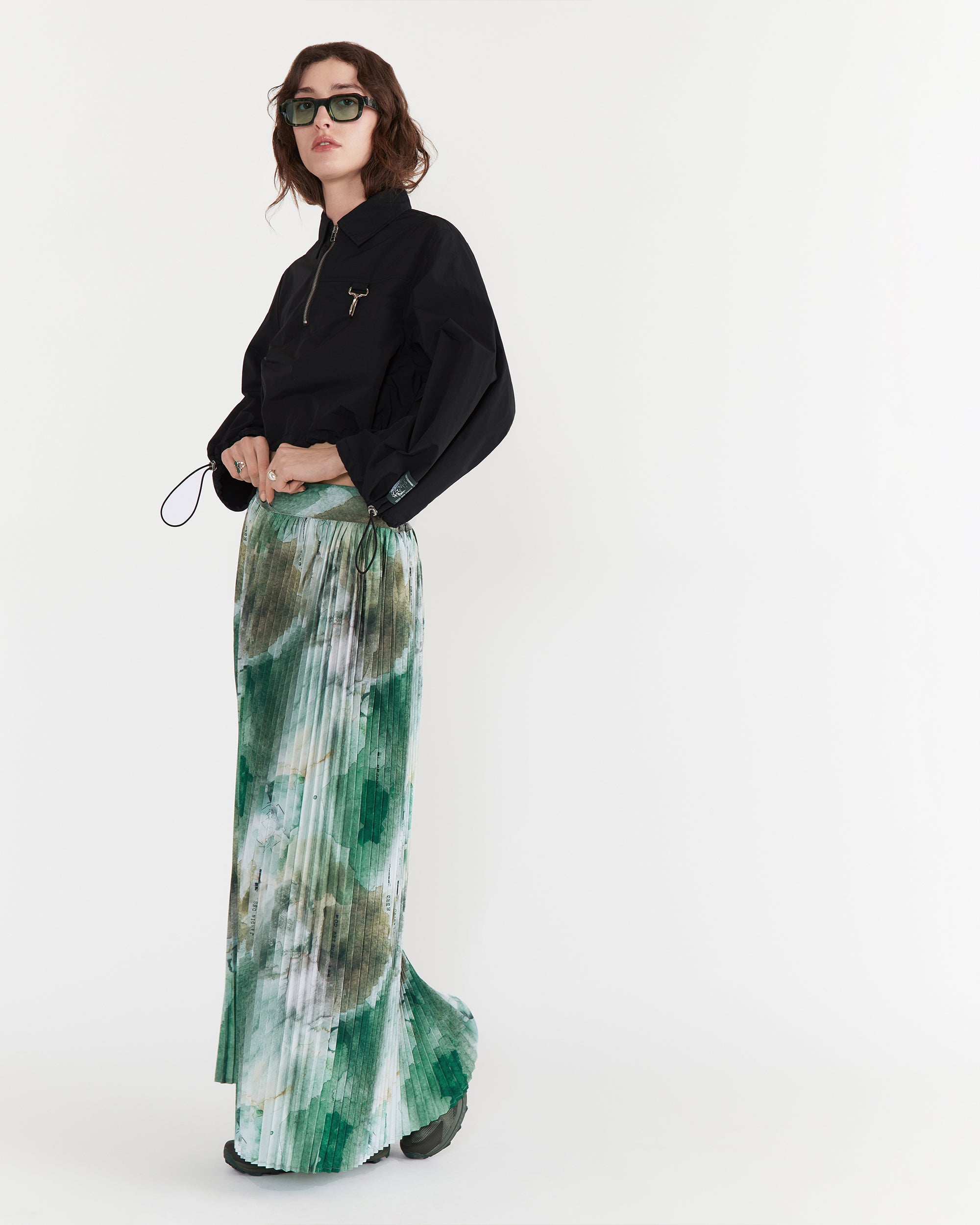 Pleated Skirt in Watercolour Camo