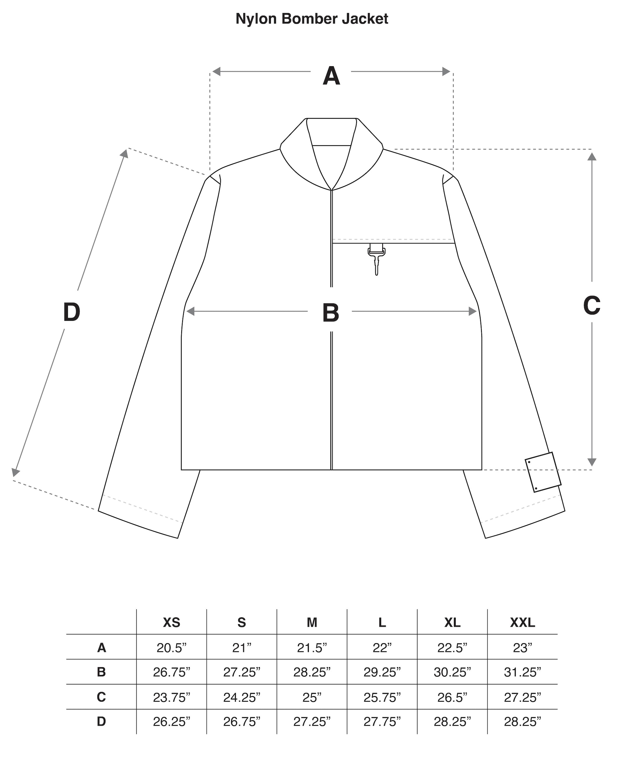 Desert Marigold Embroidered Nylon Bomber Jacket in Beige Size Guide