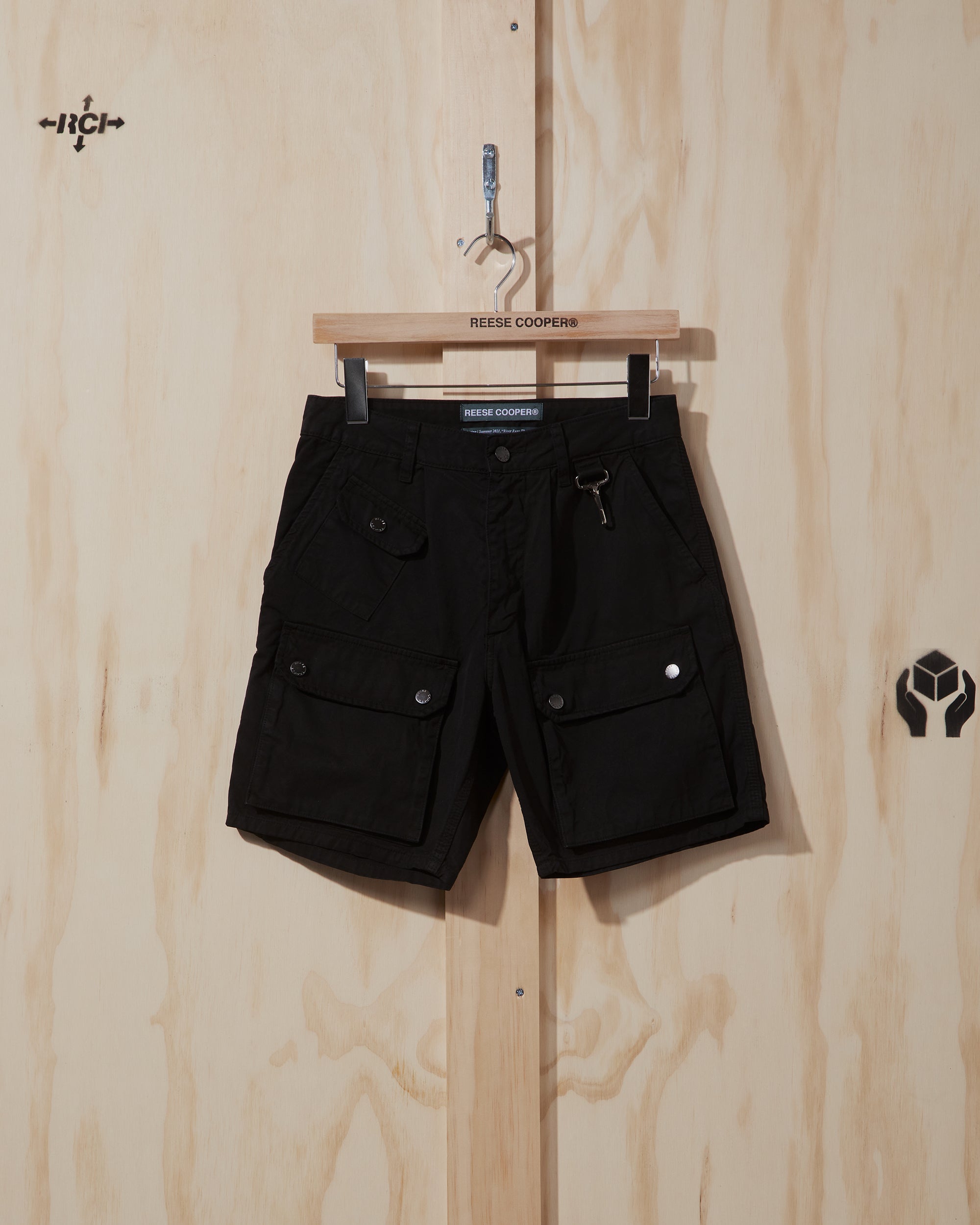 SS21 Cotton Twill Cargo Short in Black