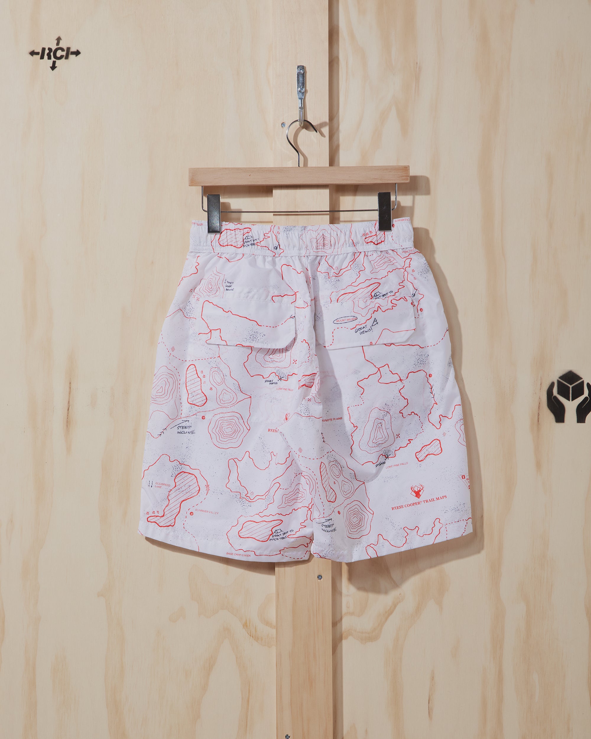 SS22 Nylon Cargo Short in White Trail Map Camo